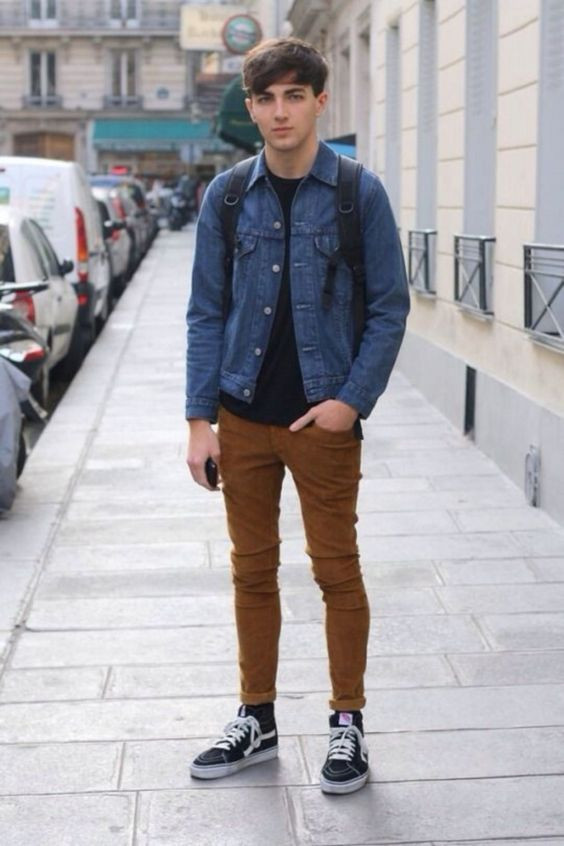 Dark Blue And Navy Casual Jacket, Vans Ideas With Brown Jeans, Summer ...
