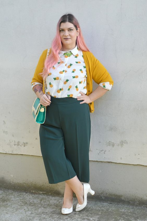 Yellow Cardigan, Quirky Outfit Outfit Designs With Green Formal Trouser, Quirky Outfit Ideas: 