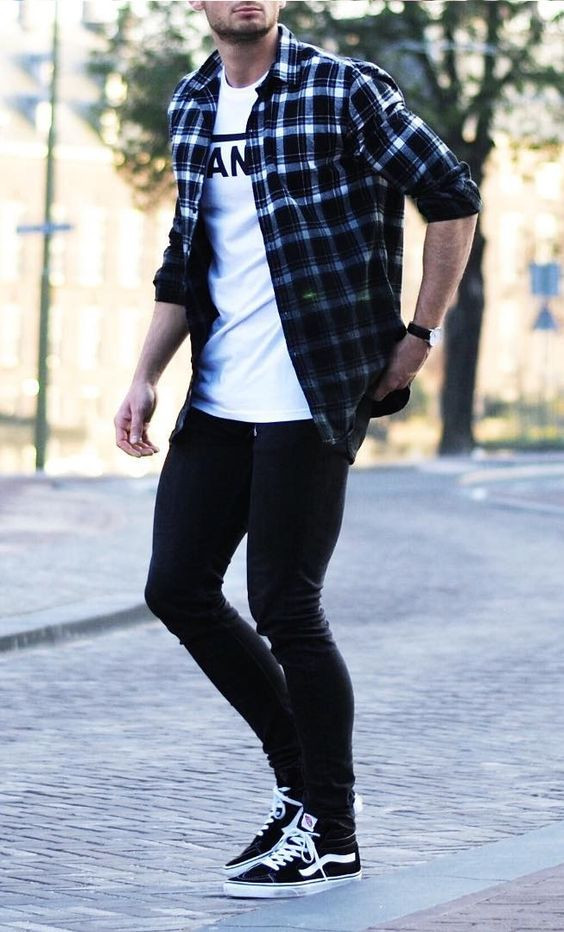 Denim Shirt, Vans Outfits With Black Jeans, Casual Outfit Men Teen ...