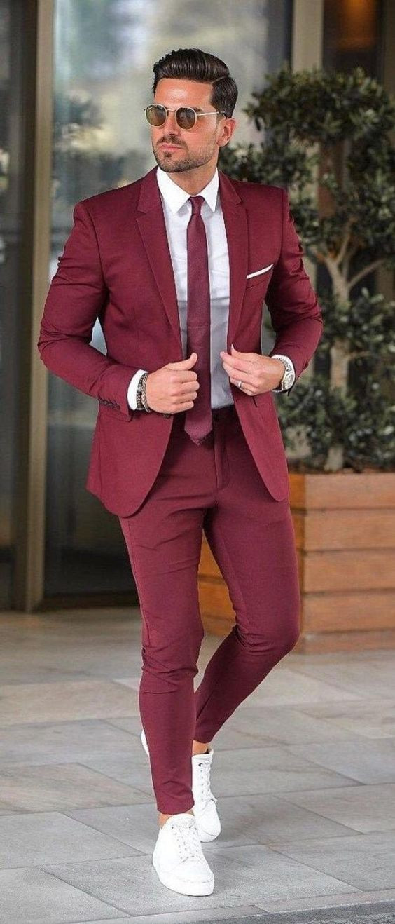 Purple And Violet Upper, Blazer Clothing Ideas With Pink Casual Trouser, Maroon Suit Men: 