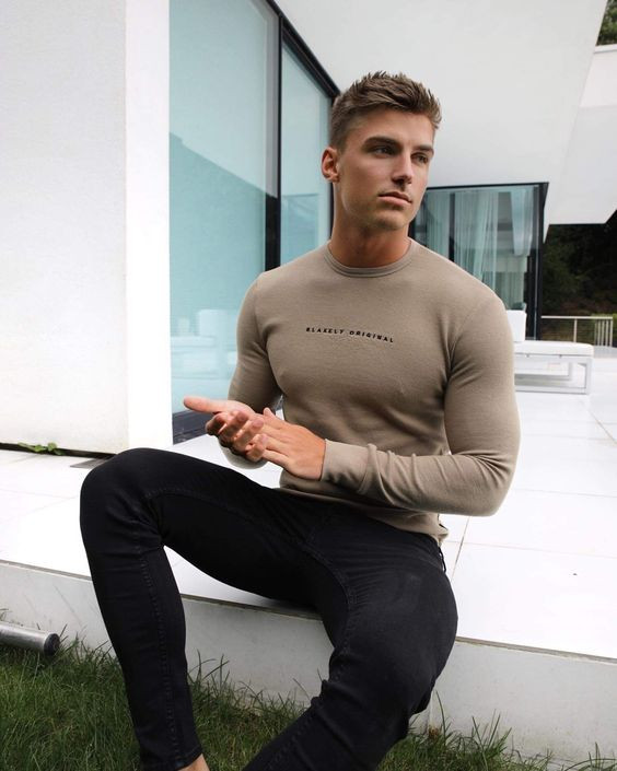 Beige Sweater, Winter Fashion Trends With Black Suit Trouser, Man Hoodie: 