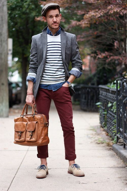 Brown Jeans, College Fashion Wear With Grey Suit Jackets And Tuxedo, Jeans: 