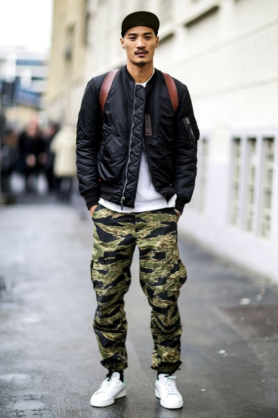 Cargo, Military Pant Wardrobe Ideas With Black Bomber Jacket, Paolo ...