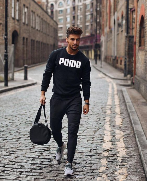 Black Sweatshirt, Winter Outfits Ideas With Black Casual Trouser, Rowan Row Joggers: 