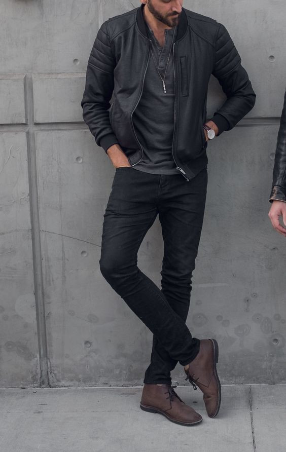 Black Jeans, Stylish Fashion Ideas With Grey Cardigan, Men Casual Outfits With Boots: 