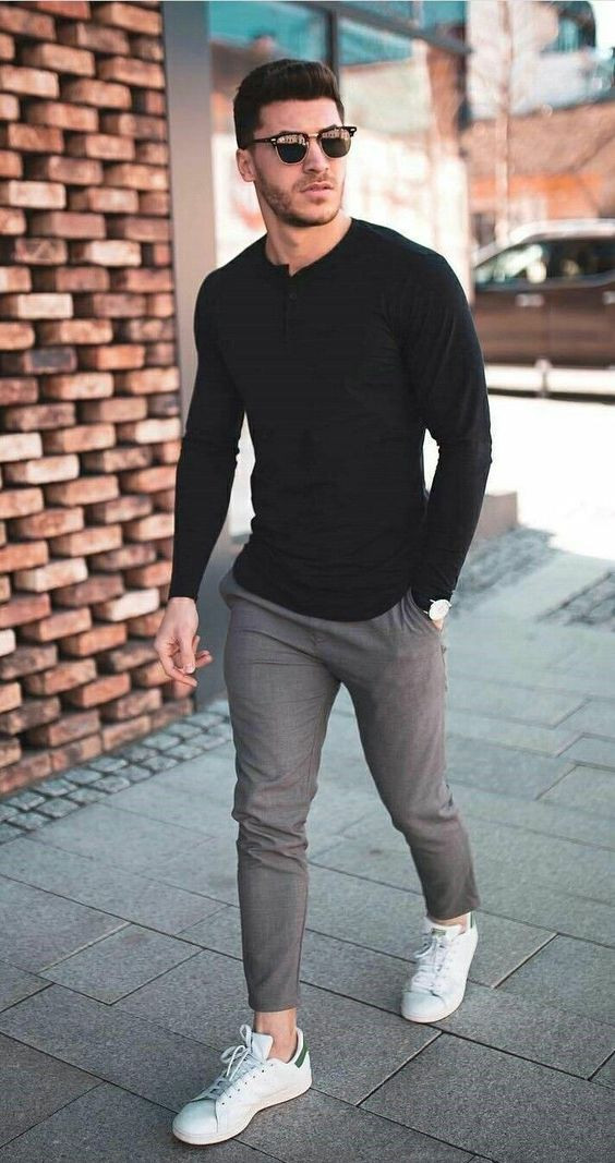 Grey Casual Trouser, Outfits Ideas With Black Sweater, Smart Casual ...