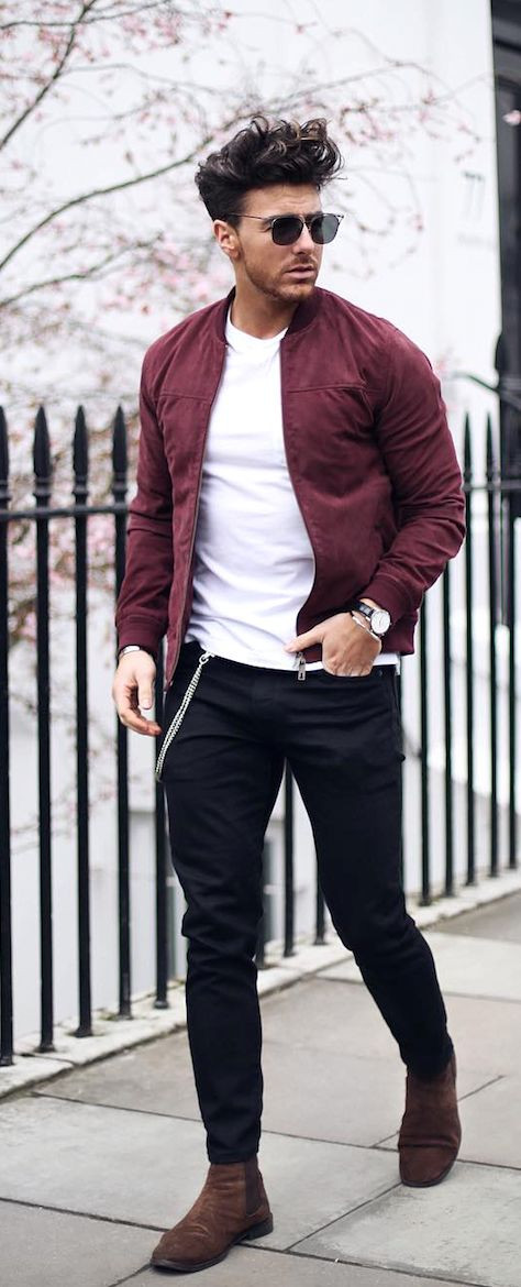 Black Sweat Pant, Stylish Fashion Wear With Purple And Violet Bomber Jacket, Attractive Outfits For Men: 