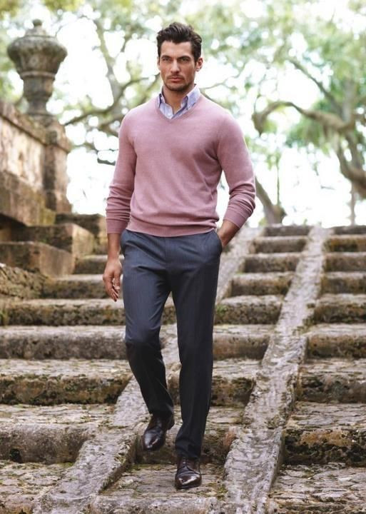 Pink Sweater, Men's Winter Fashion Ideas With Black Casual Trouser, Pink Shirt Outfit Men: 