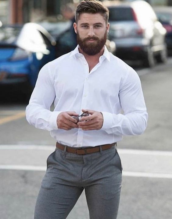 White Shirt, Formal Shirt Outfits Ideas With Grey Jeans, Hombres Guapos  Vestidos Fashion | Dress shirt, men's style, casual wear, land vehicle,  men's apparel, men's clothing