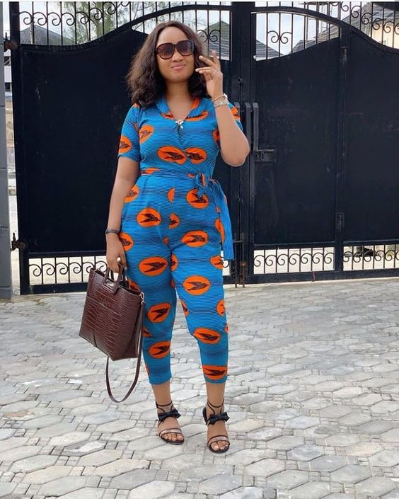 Cobalt Blue Ankara Palazzo Jumpsuit Ideas For Ladies: 