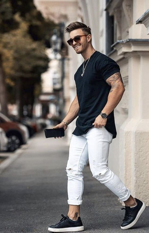 White Casual Trouser, Stylish Fashion Trends With Dark Blue And Navy  T-Shirt, Latest Fashion Trends Male | Vision Care, Dress Shirt, Men'S Style,  Casual Wear, Men'S Clothing, Denim Fashion Trends