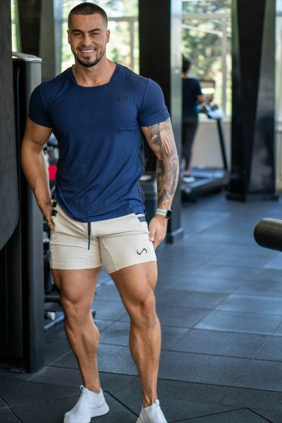 Beige Casual Short, Shorts Ideas With Dark Blue And Navy T-shirt, Ropa  Sport Hombre Verano | Men's apparel, bermuda shorts, men's activewear