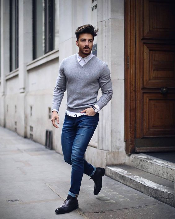 Dark Blue And Navy Casual Trouser, College Clothing Ideas With Grey ...