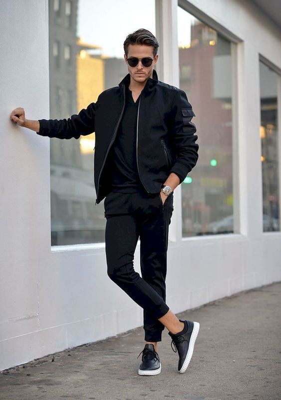 Black Bomber Jacket, Guys School Fashion Tips With Black Formal Trouser, Black  Shoes Outfit Men | Men's sneaker