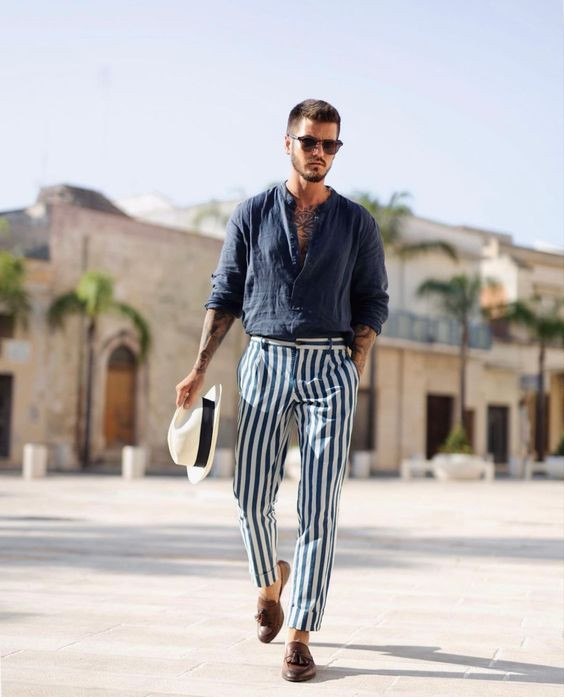 Marcs  Mens Navy Linen Pants