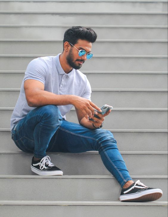 Light Polo-shirt, Vans Outfits Ideas With Light Jeans, Men's Outfits with Casual wear, men's clothing