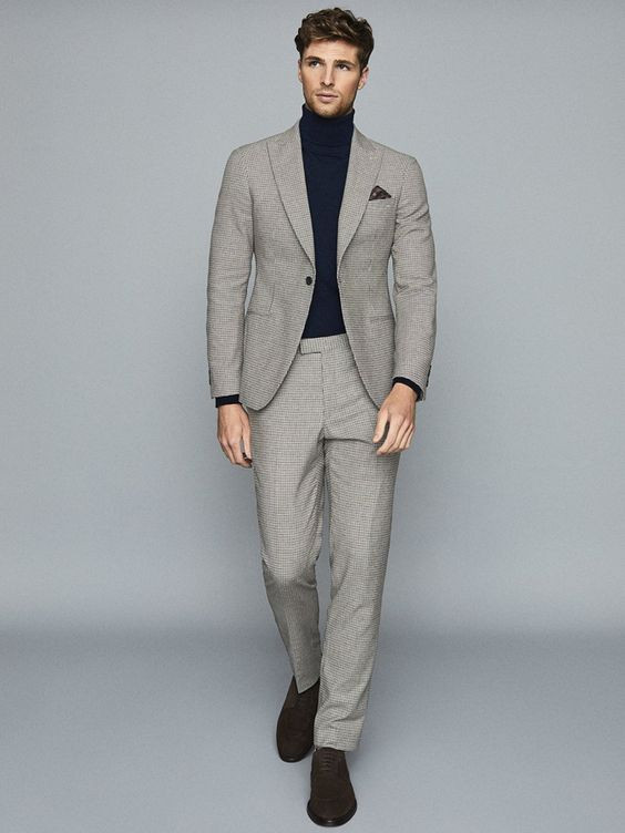 Grey Suit Jackets And Tuxedo, Turtleneck Blazer Attires Ideas With Grey ...