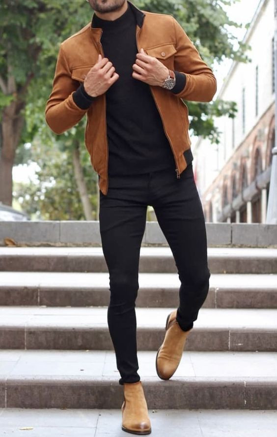 Beige Wool Coat, Boot & Turtleneck Attires Ideas With Black Casual Trouser, Stylish Men: 