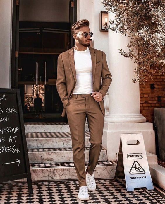 Brown Formal Trouser, Men's Fashion Outfits With Brown Suit Jackets And Tuxedo, Men's Casual Suit Outfits: 