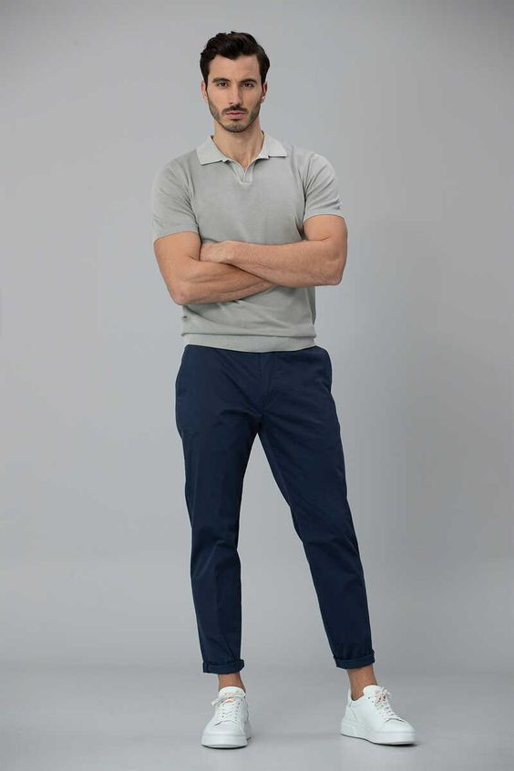 Dark Blue And Navy Sweat Pant, Men's Wardrobe Ideas With Grey Polo-shirt, Lufian Lacivert Erkek Pantolon: 