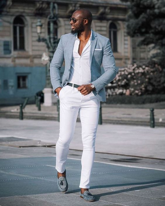 White Formal Trouser, Men's Fashion Tips With Light Blue Suit Jackets And Tuxedo, Men's Wear: 
