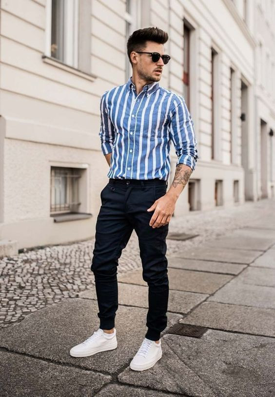 Shirt, Summer Fashion Wear With Dark Blue And Navy Sweat Pant, Formal Dress For Men: 
