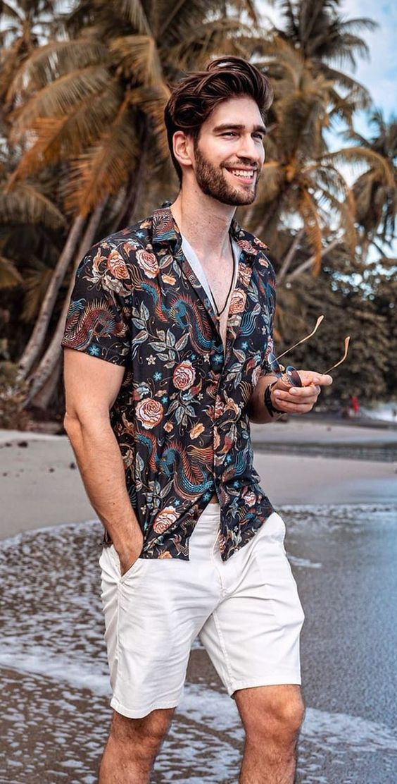 Shirt, Beach Outfits With White Casual Trouser, Hawaiian Outfit Men