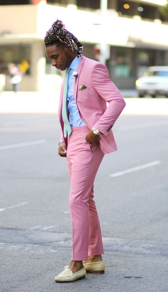 Pink Casual Trouser, Men's Attires Ideas With Pink Suit Jackets And Tuxedo, Pink Suits For Men: 
