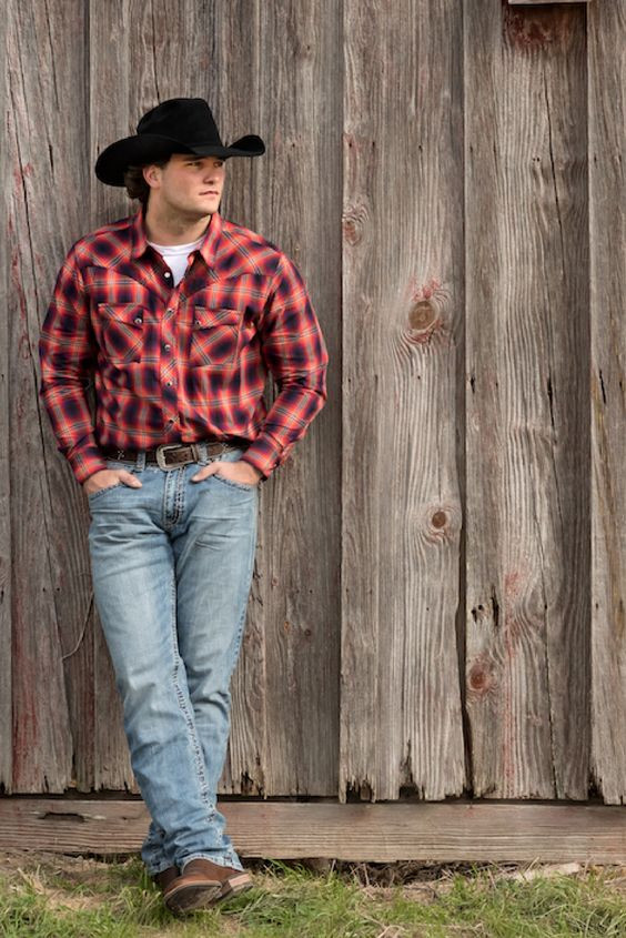 Casual Shirt, Cowboy Outfit Trends With Light Blue Jeans, Cowboy Attire ...