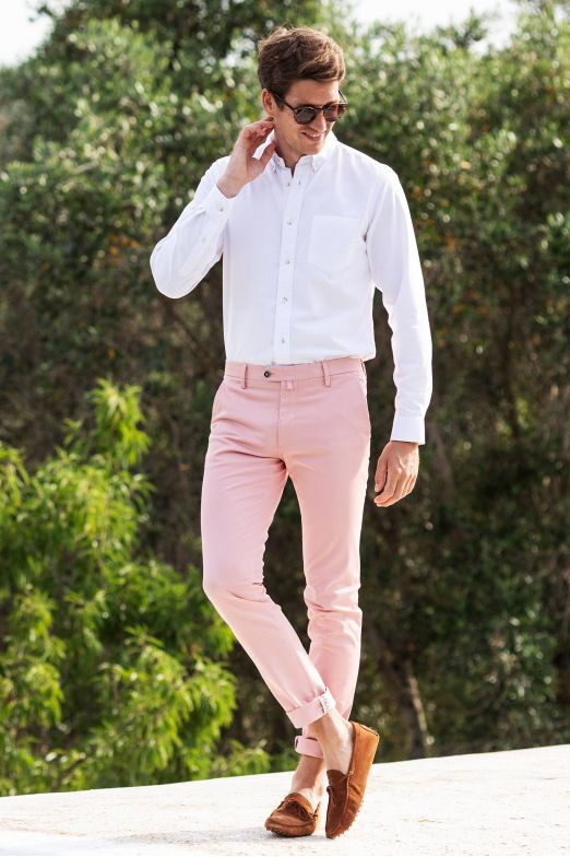 Pink Jeans, Men's Fashion Wear With White Shirt, Jeans: 
