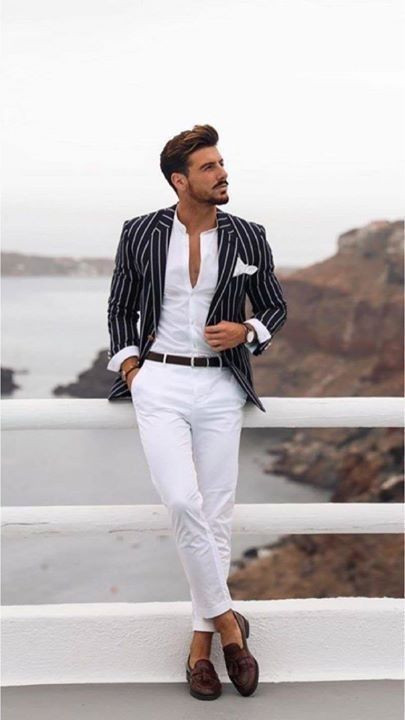 White Casual Trouser, Men's Wardrobe Ideas With Blazer, Outfit Casual Hombre: 