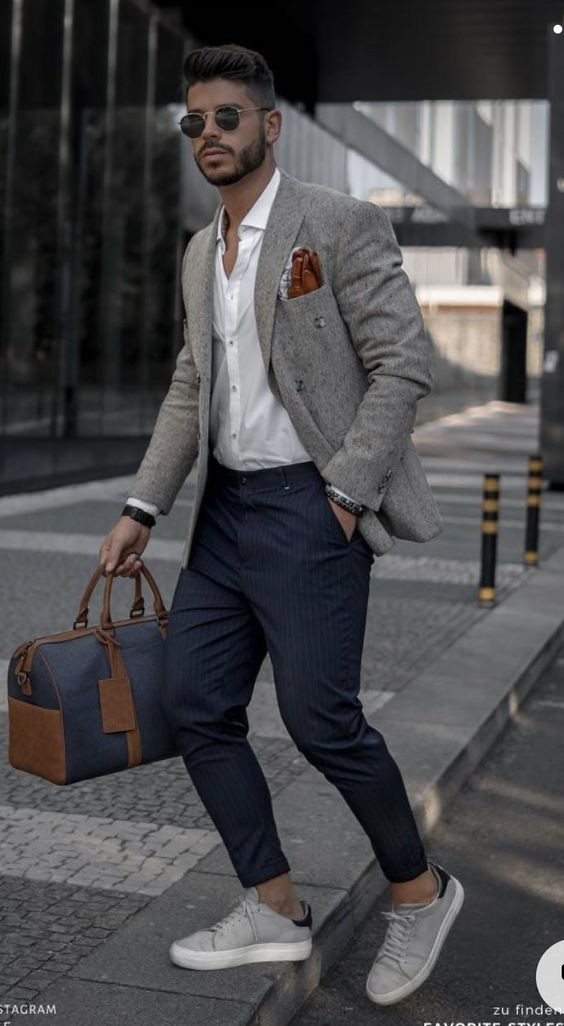Black Casual Trouser, Men's Fashion Wear With Grey Suit Jackets And Tuxedo, Look Men For Work: 