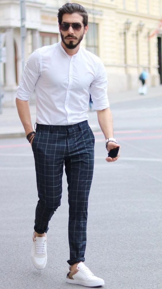 Black Formal Trouser, Men's Outfits Ideas With White Shirt, Formal Wear Men: 
