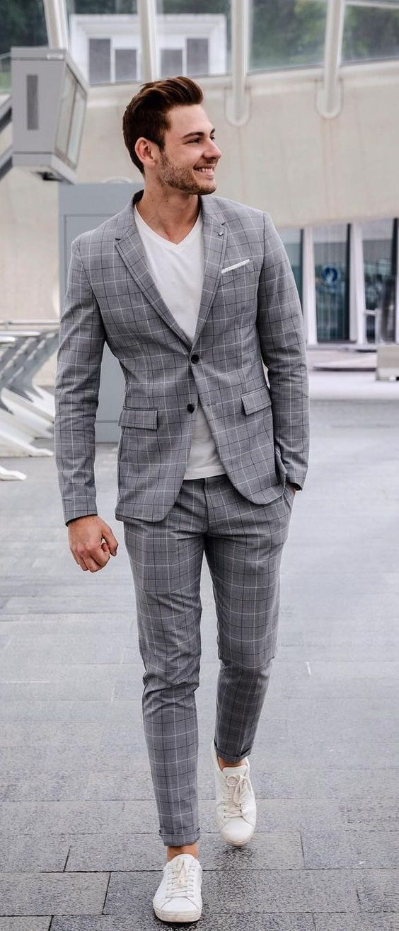 Grey Suit Trouser, Plaid Pants Outfits Ideas With Grey Suit Jackets And Tuxedo, Stylish Suit Men: 