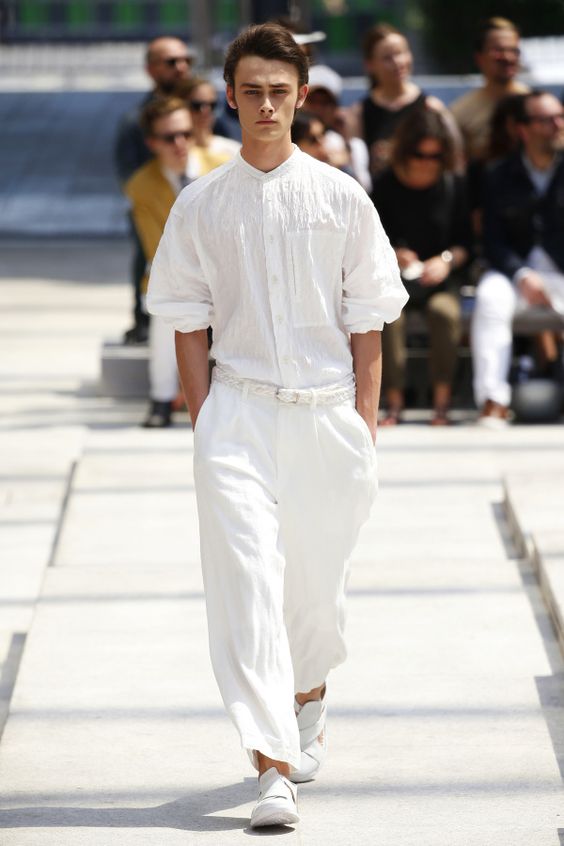 White Shirt, All White Fashion Ideas With White Beach Pant, Fashion Model: 