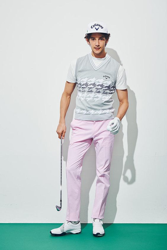 White T-shirt, Golf Attires Ideas With Purple And Violet Sweat Pant ...