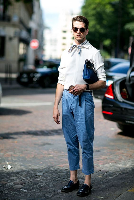 White Shirt, Bandana Attires Ideas With Light Blue Jeans, Bandana With Shirt: 