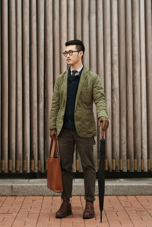 Green Suit Jackets And Tuxedo, Gloves Wardrobe Ideas With Green Jeans, Wear Dark Brown Chinos: 