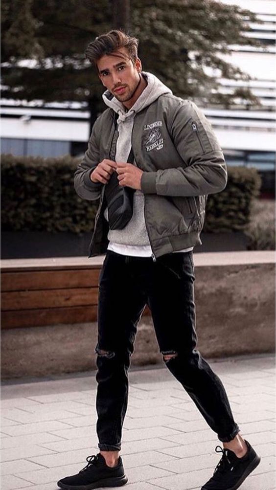 Grey Jackets And Coat, Birthday Fashion Ideas With Black Jeans, Street Style Outfits Men: 