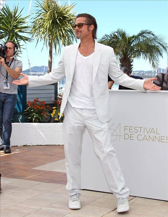 White Suit Jackets And Tuxedo, All White Outfits Ideas With White Sweat Pant, Wearing Different Shades Of Same Color: 
