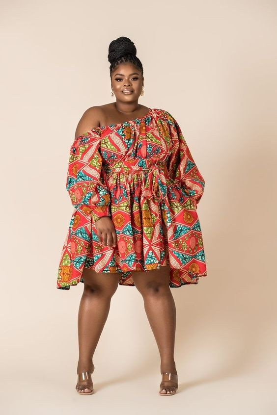 Ankara for plus size, clothing ideas with day dress, one-piece garment | Head tie,  day dress,  african wax prints: 