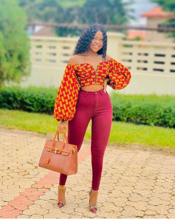 Best ankara tops on jeans, ankara crop top styles african wax prints | Crop top,  african wax prints,  ankara crop top and pants: 