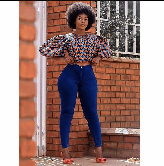 Modern ankara tops, african attire with afro hairstyles | Crop top,  fashion design: 