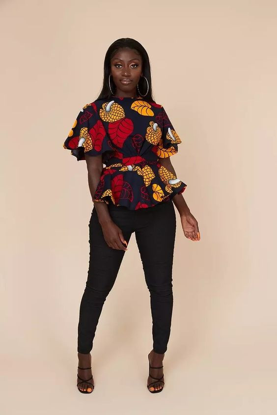 Modern ankara tops, outfit inspo with t-shirt | Long hair, fashion ...