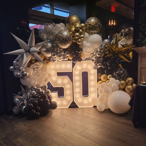 Whoa, have you seen the awesome decoration at 'Starry Night Fifty with Balloons in Cosmic Hues'?: Christmas decoration,  material property,  Interior Design,  display window  