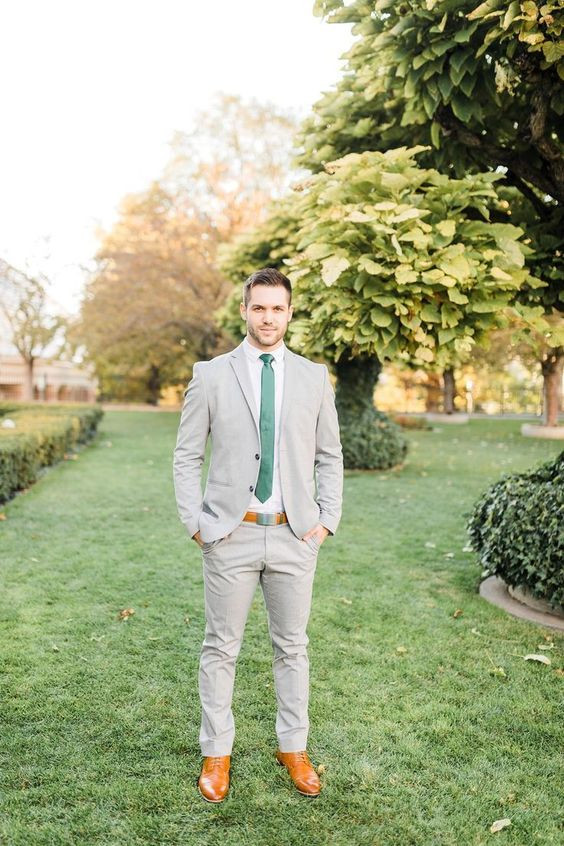 Graduating in full bloom means styling soft grey suits with a pop of green!: wedding suit,  Suit jacket  