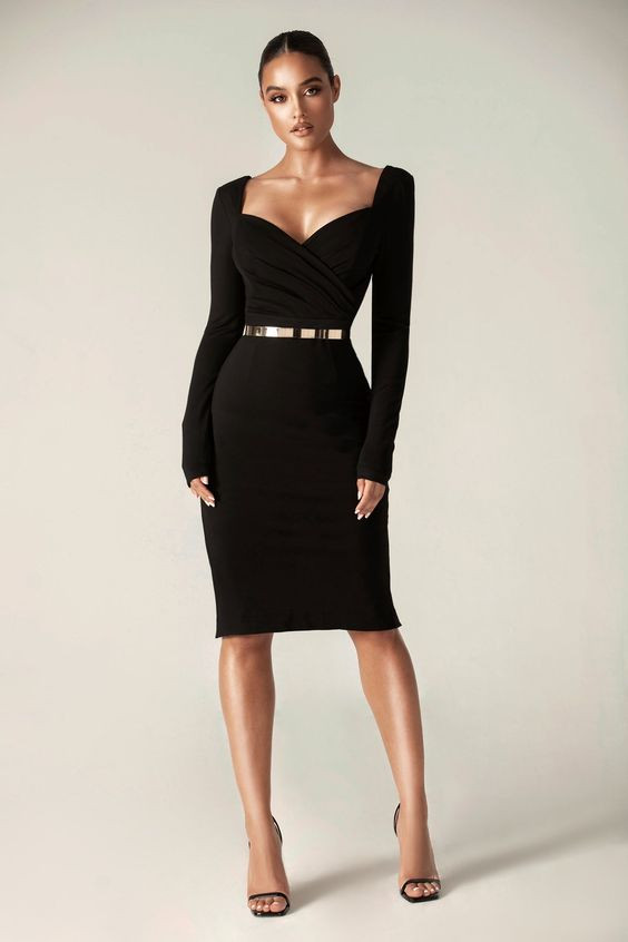Pay tribute with style in a black crepe dress that gracefully frames mourning: sweetheart neckline dress black,  khai sweetheart neckline midi dress,  Little Black Dress,  cocktail dress,  women's dress,  Sheath dress,  day dress  
