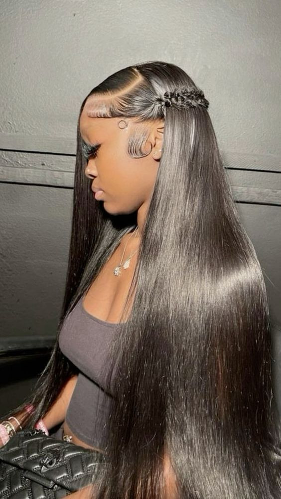 Show Off Your Edges with This Sleek Straight Look for Prom!: lace front wig styles,  straight 360 lace frontal wig,  body wave lace front wig,  13x6 lace front wigs,  women's wig,  Lace wig  