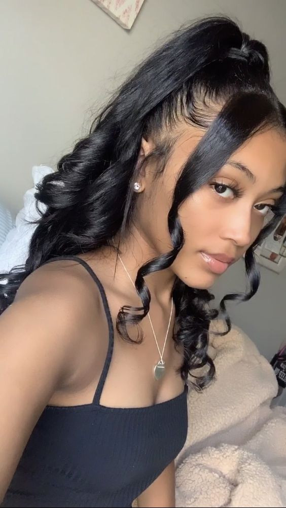 You and your curls will be prom's main attraction with this dreamy half-up style!: Hairstyle Ideas,  hair extension,  long haircut,  Short hair,  curly hair,  Long hair  