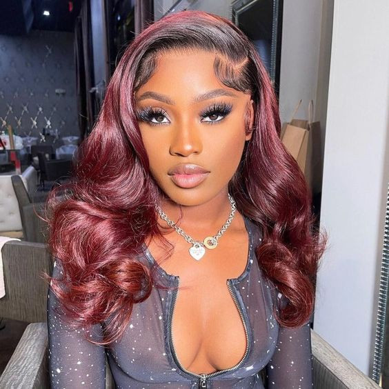Let Your Hair Shine with Deep Wine Waves on Prom Night: burgundy body wave wig,  lace front wigs body wave,  body wave lace front wig,  women's wig,  human hair,  Eye Shadow,  Lace wig,  hd lace  